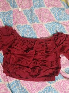 Red Raffel Crop Top
