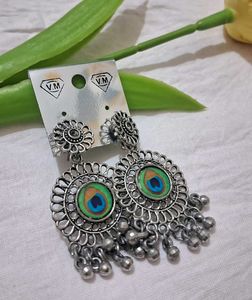 Peacock Feather Drop Earrings