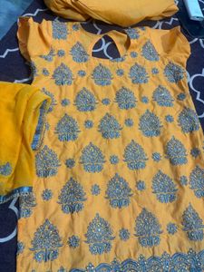 Orange Yellow Patiala Suit Full Embroidery