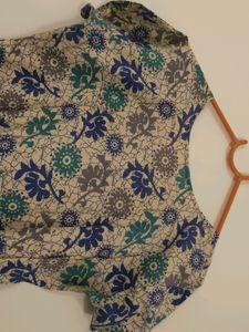 Straight Kurta With Blue Green Prints