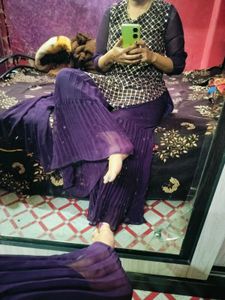 Elegant Purple &amp; Gold Salwar Suit