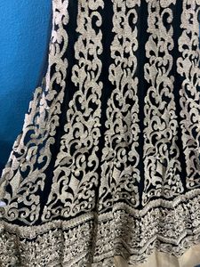 Black Netted Heavy Embroidered Full Length Dress