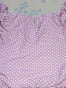 XL Pink Polka Dot Top