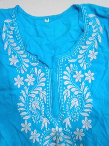 Blue Embroidered Kurti