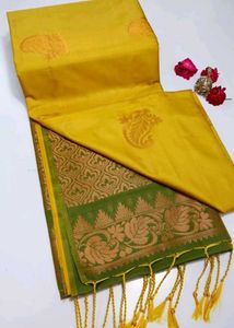 Elegant mustard soft silk saree