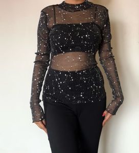 Shein Black Mesh Net Full Sleeves Top