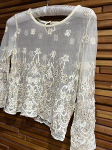 Mesh Party Top With Gold Details