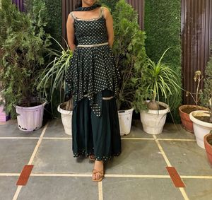 Dark Green Gharara Traditional Wear For Women