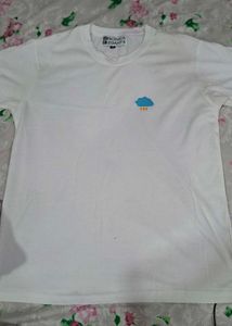 White T-Shirt with Cloud Design