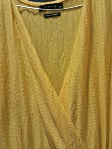 Yellow Ruffled Midi Dress