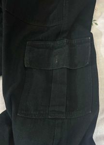 Black Cargo Wide Leg Jeans