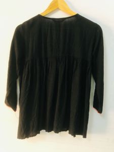 Embroidered Black Top