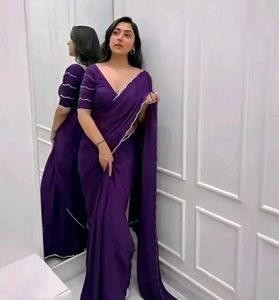 2 BRAND NEW DESIGNS SAREE WITH ATTACH BLOUSE PIECE