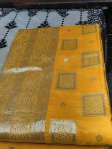 Yellow Banarasi Silk Saree
