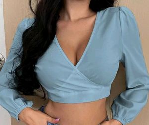 Casual Solid Women Light Bule Top