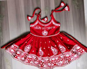 Traditional Baby Girl Hand Printed Frock