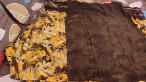 Brown Nd Yellow Soft Fabric Saree