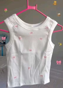 Ribbed Tank with Pink Bows