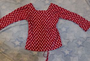Full Sleeves Red Short Kurta ❤️