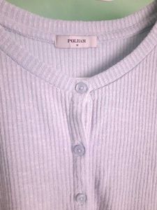 Cute Blue Ribbed Top