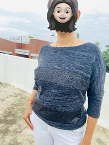 Black Sequin Work Top