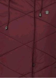 Women Burgundy Quilted Hooded Jacket