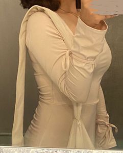 Beige tieups A-Line mini Dress