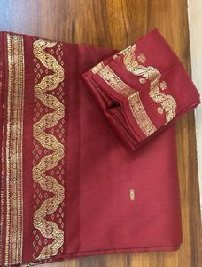 Maroon &amp; Gold Silk Saree- New