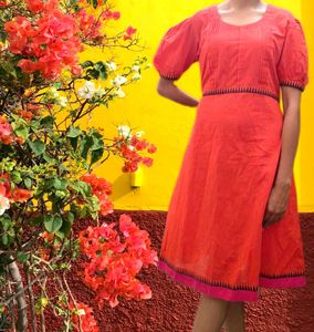 Red Puff Sleeve Dress