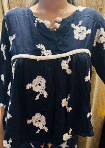 Floral Top with Denim Pants Set