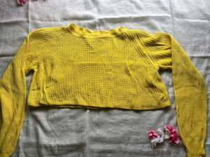 Yellow Knit Crop Sweater