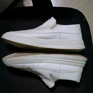White Leather Slip-On Sneakers