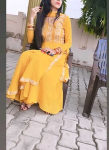 Yellow 💛&amp;Maroon♥️Anarkali Suit💛🎀