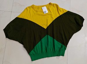 Color Block Batwing Sleeve