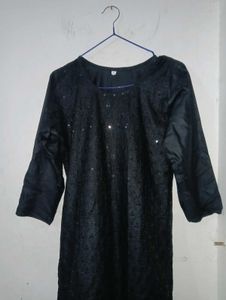 Combo Knitted Crop Top and black kurti