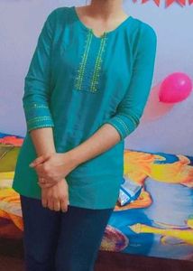 Teal Embroidered Tunic Top