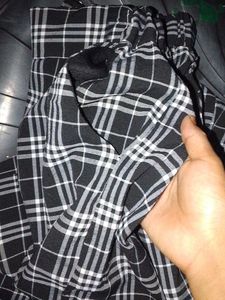 Black &amp; White Plaid Skirt