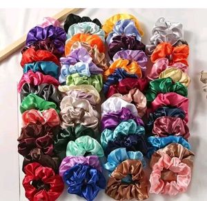 Premium Silk Satin Scrunchies (Pack Of 6 )