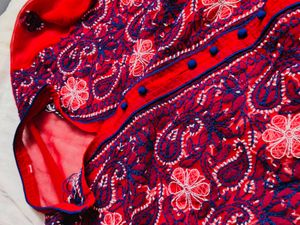 Red Embroidered Kurti