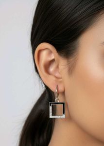 Modern Square Hoop Dangle Earrings