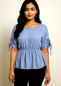 Cute Blue Peplum Top