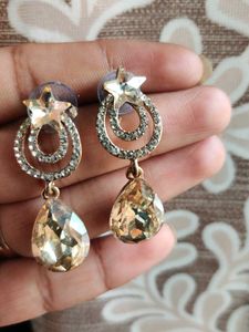 Star Stud Teardrop Dangle Earrings