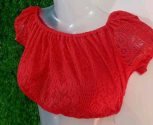Red Lace Crop Top