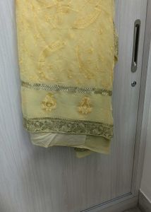 Elegant Yellow Embroidered Saree