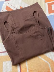 H&m Brown Twill Fitted Dress