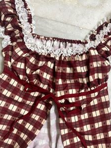 Red Plaid Ruffle Top