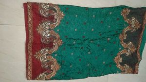 Gorgeous Embroidered Peacock Colour Saree