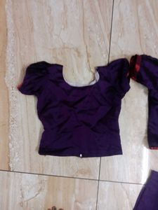 Purple Pattupavada With 2 Blouses