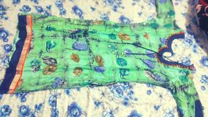 Cotton Kurta with Unique Neck,Hands. Free EarStuds