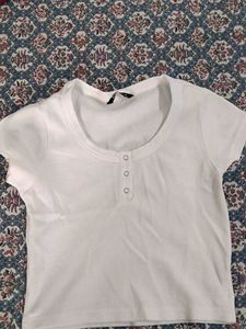 White Ribbed Crop Top